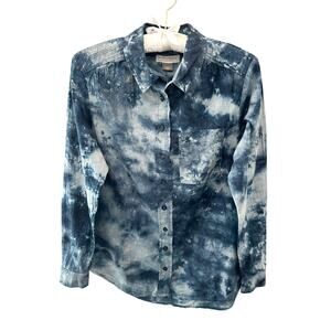 ANTHROPOLOGIE | Pilcro Blue Tie Dye Button Down Cotton Shirt | XS